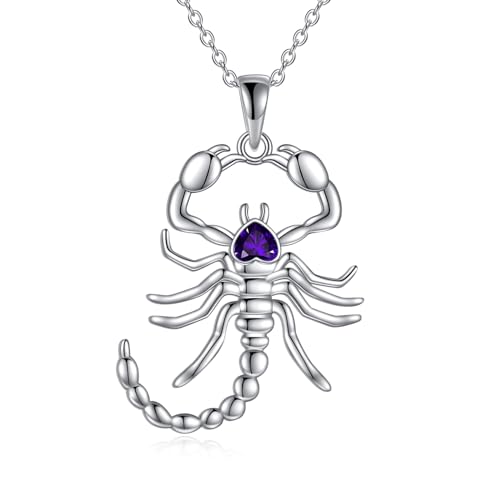 YAFEINI Skorpion Kette für Damen 925 Sterling Silber Sternzeichen Anhänger Halskette 12 Konstellation Amethyst Halskette Schmuck für Frauen und Mädchen (Skorpion Ketten) von YAFEINI