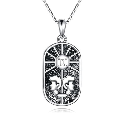 YAFEINI Sternzeichen Zwilling Kette Damen 925 Sterling Silber Zwilling Konstellation Anhänger Halskette Zwilling Schmuck Geschenk Astrologie Horoskop von YAFEINI