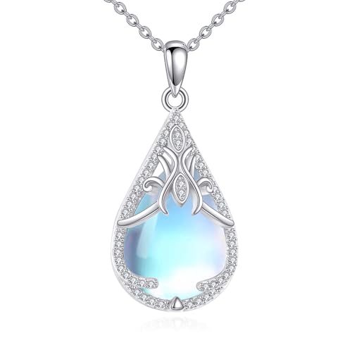 Mondstein Halskette für Damen 925 Sterlingsilber Tropfen Mondstein Anhänger Kette Schmuck Geschenke für Mutter Ehefrau Tochter von YAFEINI