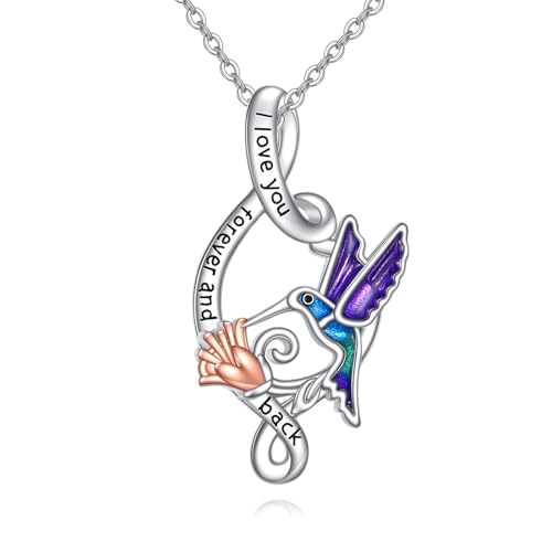 YAFEINI Unendliche Kolibris Halskette Mit Anhänger Aus 925er Sterlingsilber – Schmuckgeschenk Für Blumen Kolibris Liebhaber Zum Muttertag von YAFEINI