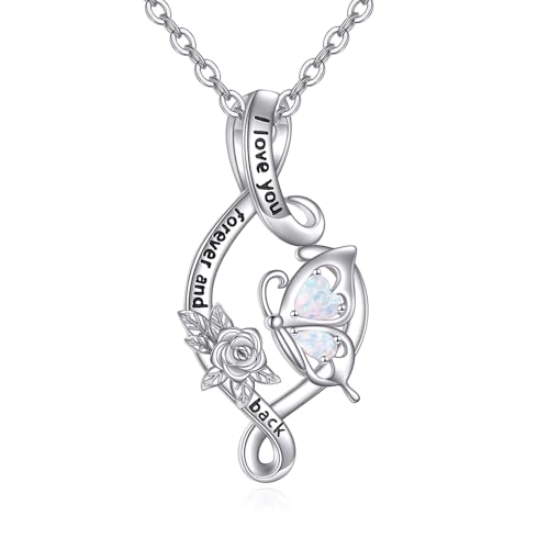 YAFEINI Schmetterling Halskette 925 Sterling Silber Schmetterling Rose Anhänger Romantisches Schmuckgeschenk Für Damen Frauen Mama von YAFEINI