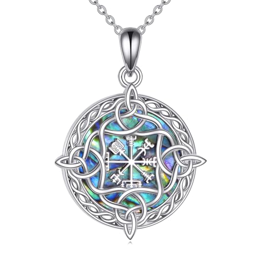 YAFEINI Keltischer Knoten Kette für Damen 925 Sterling Silber Wikinger Anhänger Halskette Viel Glück Amulett Schutz Wikinger Triskele Schmuck (Wikinger Halskette) von YAFEINI