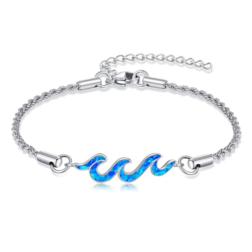 YAFEINI Wellen Armband 925 Sterling Silber Wellen Armband Ozean Opal Schmuck Strandgeschenke Für Frauen von YAFEINI