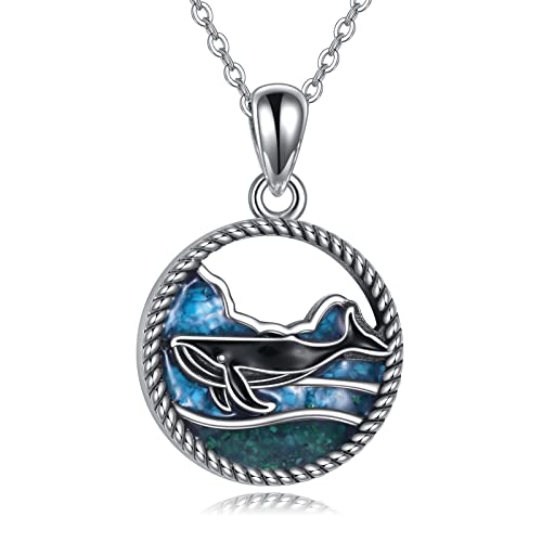 YAFEINI Whale Halskette für Frauen Sterling Silber Türkis Ozean Wal Anhänger Schmuck Geschenk für Ozean-Liebhaber YAFEINI Whale Halskette für Frauen Sterling Silber Türkis Ozean Wal Anhänger Schmuck Geschenk für Ozean-Liebhaber von YAFEINI