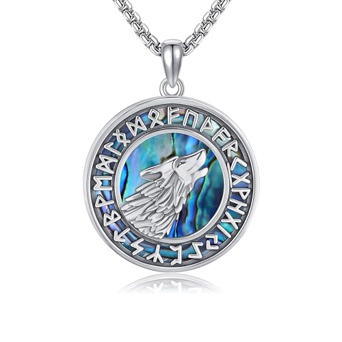 YAFEINI Wolf Kette 925 Sterling Silber Abalone Muschel Wikinger Wolf Anhänger Halskette Wikinger Schmuck Geburtstag Geschenk für Männer Damen Frauen Herren YAFEINI Wolf Kette 925 Sterling Silber Abalone Muschel Wikinger Wolf Anhänger Halskette Wikinger Schmuck Geburtstag Geschenk für Männer Damen Frauen Herren von YAFEINI