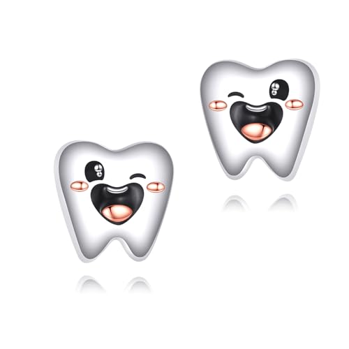 YAFEINI Zahn Schmuck für Frauen 925 Sterling Silber Zahn Stud Ohrringe Zahnsassistent Geschenke von YAFEINI