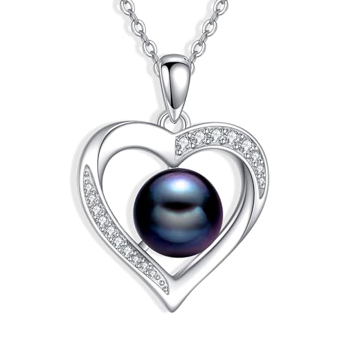 YAFEINI schwarze Perlen Halskette 925 Sterling Silber schwarze Perlen Anhänger Halskette Perlen Schmuck Weihnachten Geschenke für Frauen YAFEINI schwarze Perlen Halskette 925 Sterling Silber schwarze Perlen Anhänger Halskette Perlen Schmuck Weihnachten Geschenke für Frauen von YAFEINI