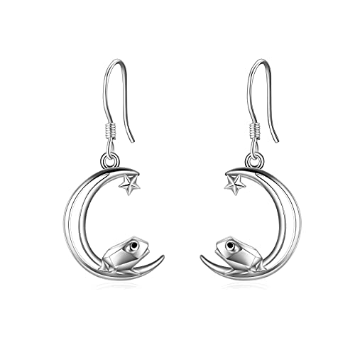 YAFEINI Frosch Ohrringe Sterling Silber Origami Frosch Mond baumeln Ohrringe Frosch Schmuck geschenk für Damen von YAFEINI