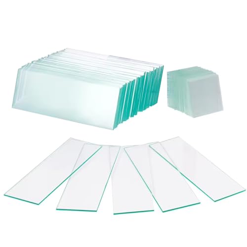 YAFLUG 150 Stück Objektträger Mikroskop, 50 Pcs Objektträger (76.2X25.4Mm) Und 100 Pcs Stück Deckgläser (18X18Mm),Microscope Slides Mikroskop Zubehör Für Labor Biologie Wissenschaft Studium von YAFLUG