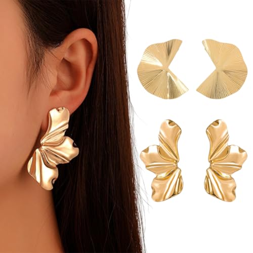 YAFLUG Gold Ohrringe hängend 2 Paar Vintage Design Anmutige Ohrhänger Statement Ohrringe Elegante Schmuckstücke Perfekte Abend Ohrringe Luxus Geschenk für Damen von YAFLUG