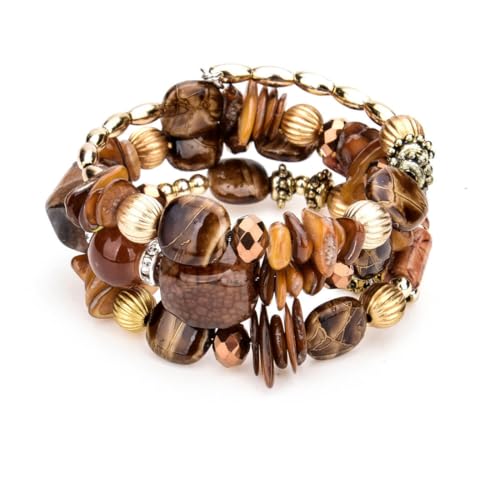 YAFLUG Perlenarmband Damen, Kristall Perlen Mehrschichtiges Armband mit Funkelnden Perlen und Edelsteinen, Stilvoller Boho Modeschmuck als, für Beste Freundinnen, Einzelstück von YAFLUG