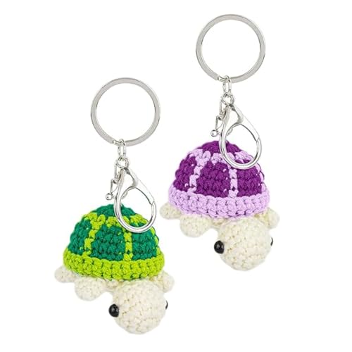 YAFLUG Schlüsselanhänger Schildkröte, Schildkröte Deko, Handgemachte Gestrickte Emotionale Unterstützung Schlüsselanhänger Puppe Geschenk für Frauen Freundin und Kinder 2er Pack von YAFLUG