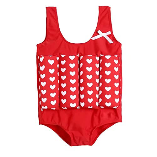 YAGATA Badeanzug mit Schwimmhilfe Mädchen Jungen Float Suit Kinder Badeanzug Baby Maedchen Bojenanzug Schwimmanzug verstellbarem Auftrieb Bademode Bojenbadeanzug, Rot, 110 von YAGATA