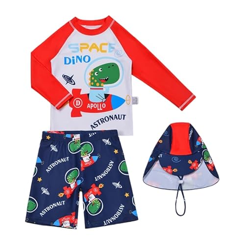 YAGATA Uv Schutzkleidung Baby Uv Anzug Shirt Strand Badehose Uv Schutzkleidung Baby Rakete Dinosaurier 7-8 Jahre 140 von YAGATA