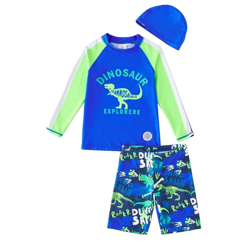YAGATA Uv Schutzkleidung Kinder Badehose Jungen Uv Badeanzug Kinder Langarm Sonnenschutz Kinder Blau 5-6 Jahre 130 von YAGATA