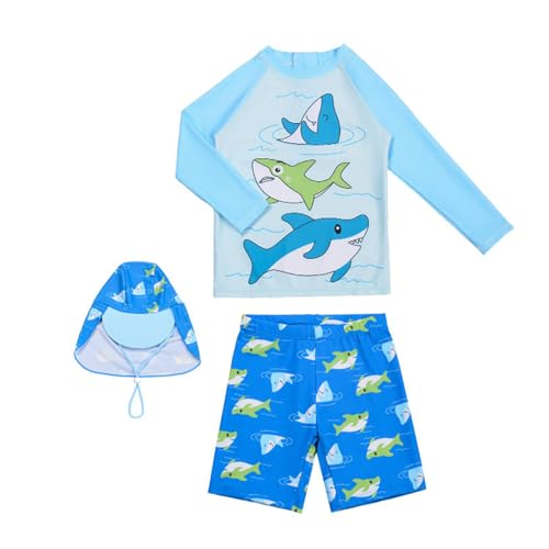 YAGATA Uv Schutzkleidung Kinder Dinosaurier Badeanzug Kinder Uv Badebekleidung Junge Grüner Hai 7-8 Jahre 140 von YAGATA