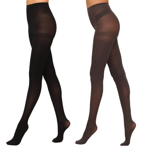 YAGAXI 2 Paar Halb Blickdicht Bauchweg Strumpfhosen für Damen,40Den Shape Seiden Fein Strumpfhosen Damen Reißfest,Strumpfhose Ohne Naht Unkaputtbar Für Frauen（grey-m von YAGAXI