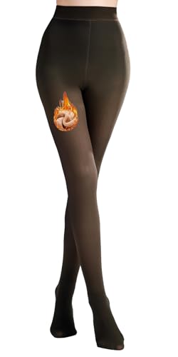YAGAXI Thermo Strumpfhosen für Damen Winter,Gefütterte Strumpfhose,Wärmende Fleece Strumpfhose,Gefälschte Durchscheinend Plüsch Strümpfe(L-XL, Schwarz) von YAGAXI