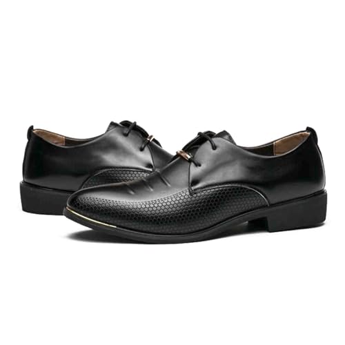 YAGEMING Herren Anzugschuhe Business-Casual spitzer Zehenbereich niedriger Absatz PU Derby Schuhe Schnür Formell Schuhe für die Arbeit Hochzeit Pendeln Party,40 EU,Black von YAGEMING