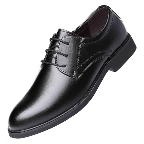 YAGEMING Herren Anzugschuhe Klassische Große Einfarbige Leichte Business Casual Schnür Derby Schuhe Für Hochzeiten Arbeit Bankette Partys,50 EU,Black von YAGEMING