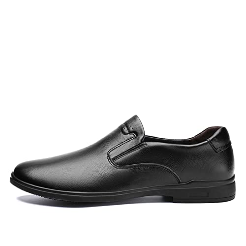 YAGFYg Smoking-Loafer-Schuhe für Herren, runde Zehenpartie, einfache venezianische Loafer, Leder, leicht, Flacher Absatz, rutschfest, lässig, zum Hineinschlüpfen von YAGFYg