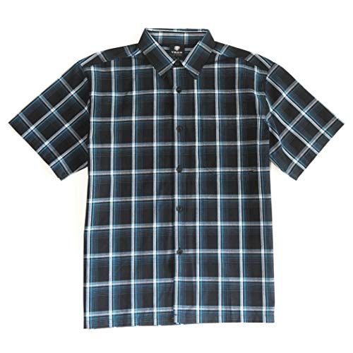 YAGO Herren Casual Kariert Relaxed Fit Button Down Kurzarm Arbeitshemd - - Groß von YAGO