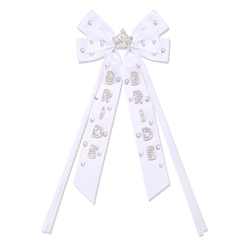 Braut-Haarschleifen, Clips für Damen, Brautzubehör, weißes Satinband, Haarschleifen, Hochzeits-Haarschleife, Haarspangen, Verlobung, Haarschmuck, Outfits, Partygeschenke von YAHPERN