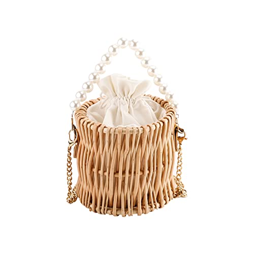 YAHUAN Strohtasche für Damen, Korbgeflecht, kleine Umhängetasche, Strand-Strohtasche, Rundes Korbgeflecht YAHUAN Strohtasche für Damen, Korbgeflecht, kleine Umhängetasche, Strand-Strohtasche, Rundes Korbgeflecht von YAHUAN