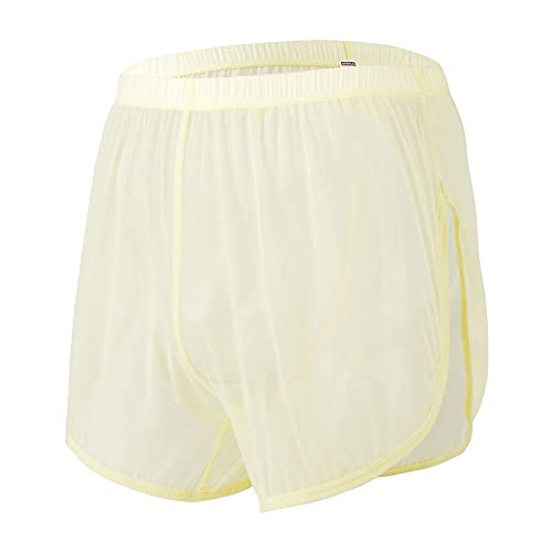 YAHWULAI Herren Boxershorts Transparent Leicht Luftig Atmungsaktiv Bequem Geeignet für den Sommer Hellgelb L von YAHWULAI