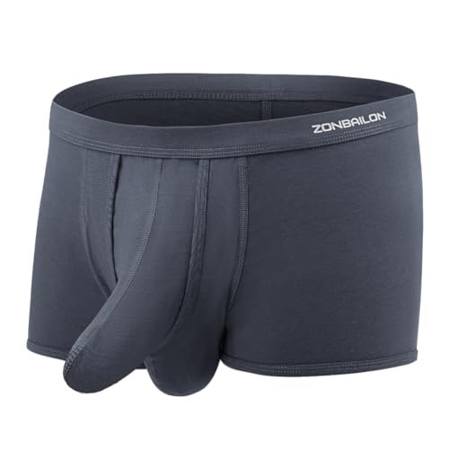 YAHWULAI Herren Doppelbeutel Unterwäsche Getrennter Beutel Sexy Atmungsaktiv Hautfreundlich und Bequem Grau 2XL YAHWULAI Herren Doppelbeutel Unterwäsche Getrennter Beutel Sexy Atmungsaktiv Hautfreundlich und Bequem Grau 2XL von YAHWULAI