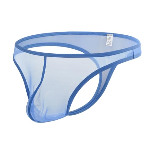 YAHWULAI Herren Strings Durchsichtig und Sexy mit Bequemem und Hautfreundlichem und Atmungsaktivem Netzgewebe Blau 2XL von YAHWULAI