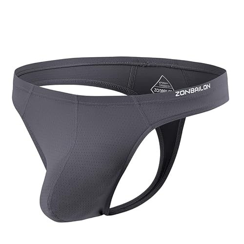 YAHWULAI Herren Strings Weich Bequem Leicht und Atmungsaktiv ohne Etiketten Dunkelgrau L von YAHWULAI