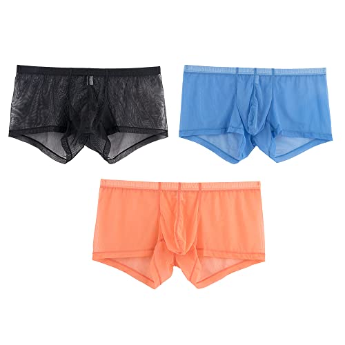 YAHWULAI Herren Sexy Netz Durchsichtige Boxershorts Elastische Bequeme Unterhose 3 Multi M von YAHWULAI