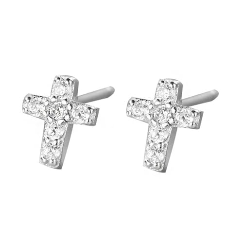 925er Ohrringe Damen, Mit Diamanten Besetzter Kreuz-Ohrstecker, Einfache, Modische, Hochsinnige Frau Mit Glänzenden Ohrringen, Festival-Freundschafts-Mädchen-Paar-Ohrstecker-Schmuckgeschenk von YAIEWNE