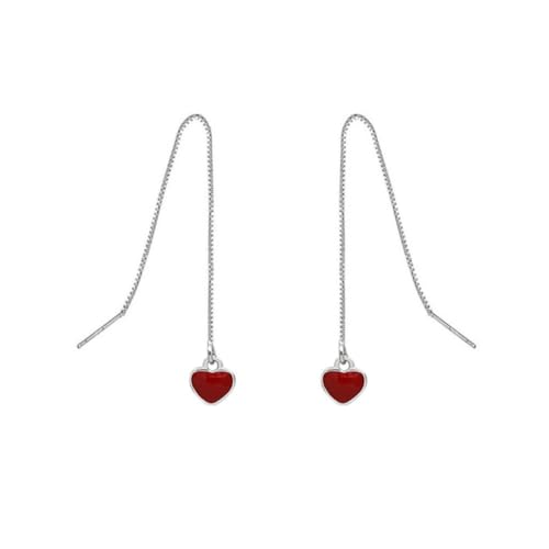 925er Ohrringe Damen, Rote Liebe Emaille Ohrringe Ohrlinie, Mode Persönlichkeit Mädchen Glasur Ohrringe, Hochzeit Verlobung Mädchen Ohrnadel Schmuck Accessoire von YAIEWNE