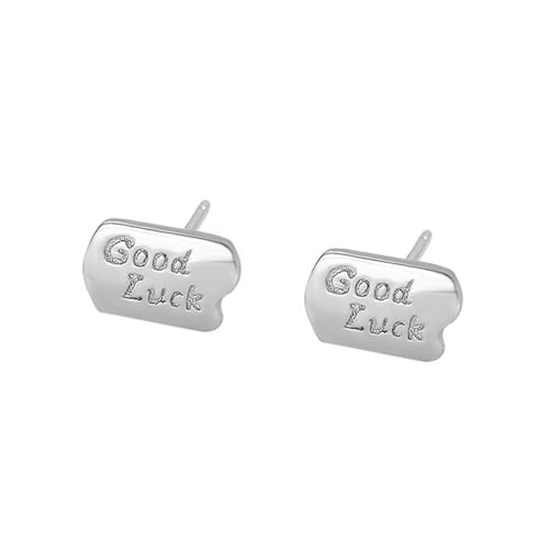 925er Ohrringe Damen, Wort „Good Lucky“, Glänzender Schriftzug, Exquisite Ohrstecker Für Damen-Ohrringe, Hochzeit, Verlobung, Mädchen-Ohrstecker, Schmuckzubehör von YAIEWNE