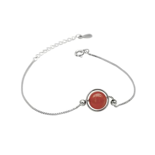 Armband, 925 Eingekreister Roter Achat-Armreif, Eleganter Einzigartiger Schmuck, Vielseitiges Damen-Kristallarmband, Verstellbare Perlenmanschette, Unisex-Schmuck, Festival-Geschenk? Freundsch von YAIEWNE