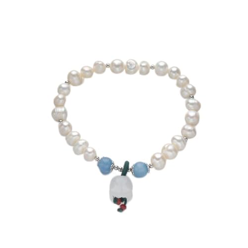 YAIEWNE 925 Natürliches Glockenkristall-Orchideen-Süßwasserperlen-Armband Im Chinesischen Stil Für Frauen, Verstellbare Perlenmanschette, Weiblicher Schmuck, Festival, Geschenk, Freundschaft von YAIEWNE