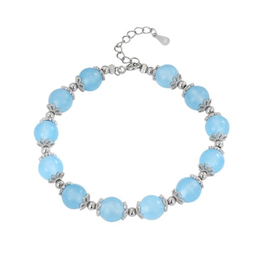 YAIEWNE Armband, 925 Flower Blue Hochwertiger Kristall Weiblicher Handriemen, Chinesischer Stil Blumenform Armreif, Verstellbare Perlenmanschette Schmuck Festival Geschenk?Freundschaft von YAIEWNE