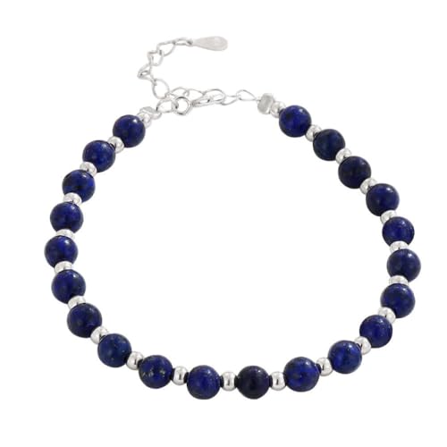 YAIEWNE Armband, 925 Lapislazuli-Perlenarmband Mit Einzigartigem Temperament, Hochwertige Accessoires, Damen-Edelsteinarmband, Verstellbarer Perlen-Manschettenschmuck, Festival-Geschenk? Freundschaft von YAIEWNE