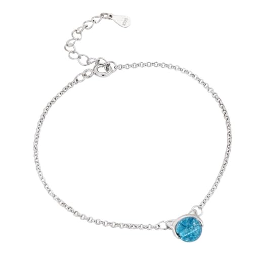 YAIEWNE Armband, 925 Süßes Blaues Katzenkristall-Armband, Eleganter High-End-Schmuck, Einfaches, Vielseitiges Kunsthandwerk Für Frauen, Verstellbarer Perlen-Manschettenschmuck, Festival-Geschenk? F von YAIEWNE