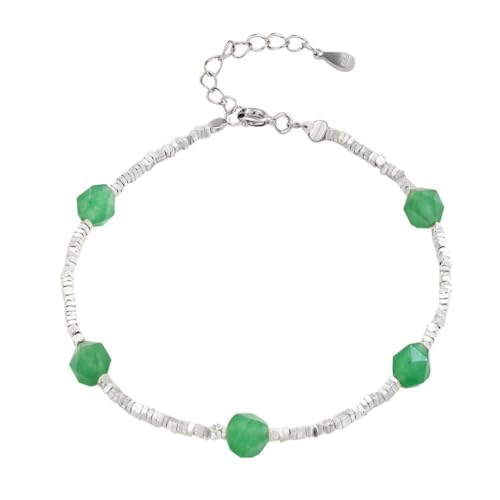 YAIEWNE Armband, Quadratisches Gebrochenes Armband Aus 925Er Jade-Perlen, Elegantes Accessoire, Hochwertiger Armreif Für Freundinnen, Verstellbarer Perlen-Manschettenschmuck, Festival-Geschenk? Freun von YAIEWNE