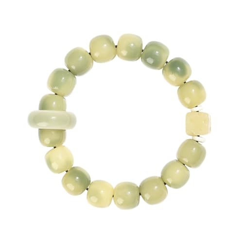 YAIEWNE Armband, Sommerliche Landschaft, Frischer Limettenkäse, Weiße Jade, Bodhi-Wurzel, Studententeller, Fingerwickel, Verstellbare Elastische Perlenmanschette, Unisex-Schmuck, Festival-Geschenk? von YAIEWNE