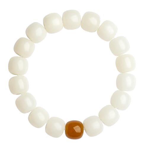 YAIEWNE Armband, Weiße Jade Bodhi Handschnur Weiblich Stern Mond Spielperlen Handstück Männlich, Verstellbare Elastische Perlenmanschette Unisex Schmuck Festival Geschenk?Freundschaft von YAIEWNE