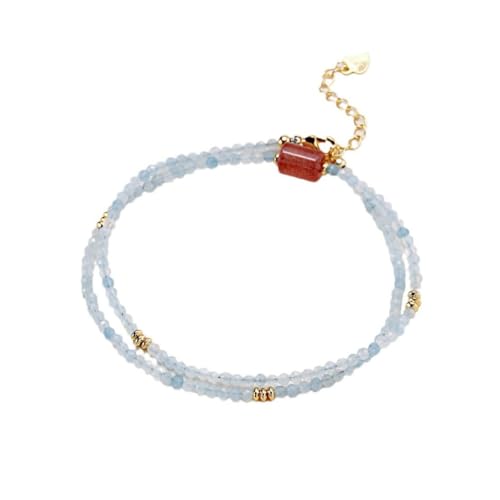 YAIEWNE Sea Blue Treasure Kleines Design Erdbeere Kristall Armreif Schmuck, Verstellbare Perlen Manschette Damen Schmuck Festival Geschenk Freundschaft von YAIEWNE