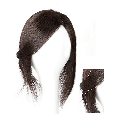 Seitenscheitel, handgebunden, 5,1 x 7,6 cm, Mono-Echthaar, Clip-In-Aufsatz für Frauen mit dünner werdendem Haar, 25,4 cm, Dunkelbraun von YAIRYANGTZE