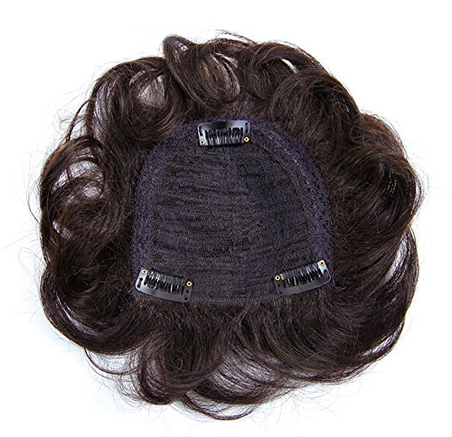 Wavy Clip in Wiglet Hair Topper für Frauen mit dünner werdendem Haar Echthaar (dunkelbraun) von YAIRYANGTZE