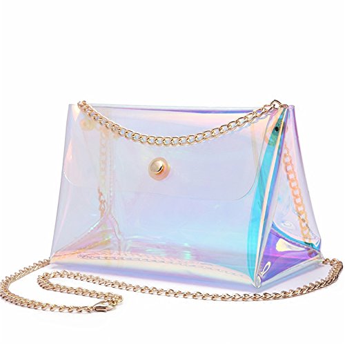 YAIRYANGTZE Holografische transparente Tasche für Mädchen, durchsichtige Kette, Geldbörse, Schultertasche, Transparent, Large YAIRYANGTZE Holografische transparente Tasche für Mädchen, durchsichtige Kette, Geldbörse, Schultertasche, Transparent, Large von YAIRYANGTZE