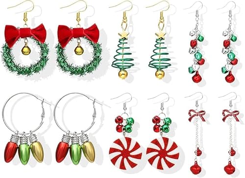 YAJIMAOY Weihnachtsohrringe Set - 6 Paar Kreative Ohrstecker für Damen, Mädchen und Kinder - Baumelnde Weihnachtsbaum-Ohrringe YAJIMAOY Weihnachtsohrringe Set - 6 Paar Kreative Ohrstecker für Damen, Mädchen und Kinder - Baumelnde Weihnachtsbaum-Ohrringe von YAJIMAOY
