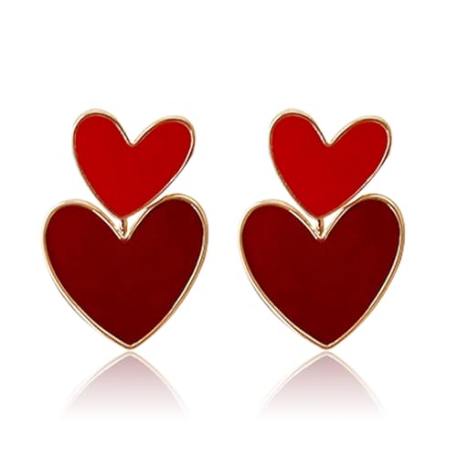 Herz Ohrstecker rot Damen, Herz Ohrhänger Bicolor, Doppeltes Herz Ohrstecker Herz Frauen, Valentinstag Ohrringe Mädchen, für Frauen und Mädchen Zum Valentinstag Jubiläum Geburtstag Geschenk Herz Ohrstecker rot Damen, Herz Ohrhänger Bicolor, Doppeltes Herz Ohrstecker Herz Frauen, Valentinstag Ohrringe Mädchen, für Frauen und Mädchen Zum Valentinstag Jubiläum Geburtstag Geschenk von YAJIMAOY